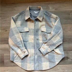 Good American Heather Gray Plaid Shirt Jacket